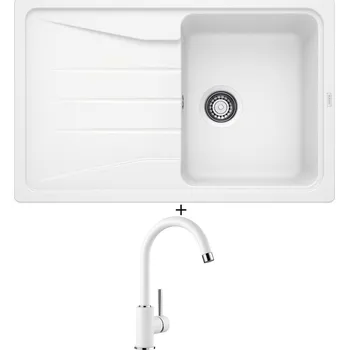 Kuchyňský dřez Granitový dřez SET Blanco SONA 45 S bílá 519665 + Blanco MIDA bílá 519418