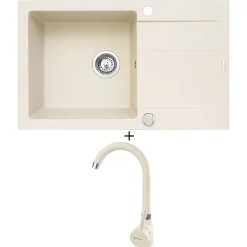 Granitový dřez SET Pyramis SPARTA PLUS (78x48) 1B 1D vanilka + Pyramis BELLO vanilka