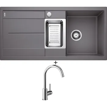 Granitový dřez Granitový dřez SET Blanco METRA 6 S šedá skála s excentrem 518877 + Blanco MIDA chrom 517742