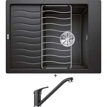 Granitový dřez SET Blanco ELON 45 S antracit 524824 + odkapová mřížka + Blanco DARAS antracit 517721