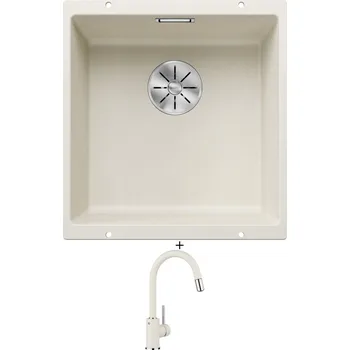 Granitový dřez Dřez pod desku SET Blanco SUBLINE 400 U bílá soft 527166 + Blanco MIDA-S bílá soft 526968