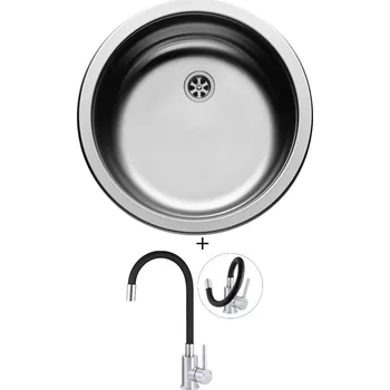 Nerezový dřez Nerezový dřez SET Pyramis CR 1 1/2 nerez + Deante NEO LUNO BOC B720 nerez