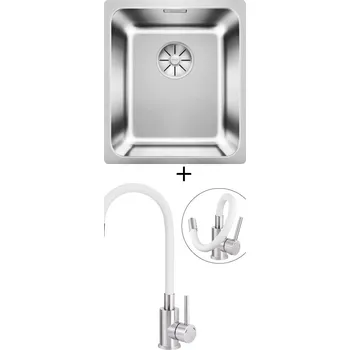 Dřez pod desku SET Blanco SOLIS 340-U nerez kartáčovaný 526115 + Deante NEO LUNO BOC W720 nerez