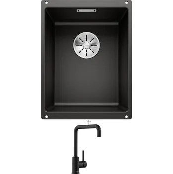 Granitový dřez Dřez pod desku SET Blanco SUBLINE 320-U černá 525983 + Blanco MILI černá matná 526665