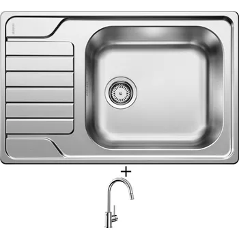 Nerezový dřez Nerezový dřez SET Blanco DINAS XL 6 S Compact nerez kartáčovaný 525121 + Blanco MIDA-S chrom 521454