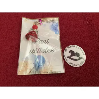 HandMade by VeJa Dárková karta - Paní učitelce_2 s přívěškem