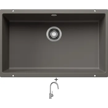 Granitový dřez Dřez pod desku SET Blanco ROTAN 700 U šedá vulkán 527330 + Blanco MIDA-S chrom 521454