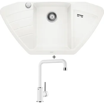 Granitový dřez Granitový dřez SET Blanco ZIA 9 E bílá + excentrické ovládání + Blanco MILI bílá 523107