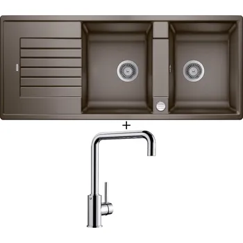 Granitový dřez SET Blanco ZIA 8 S kávová s excentrem + Blanco MILI chrom 519413