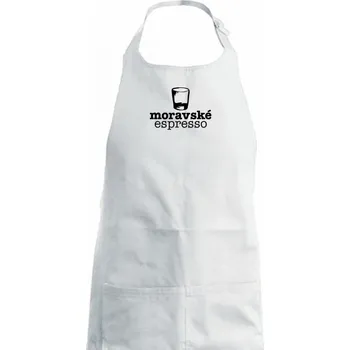 Kuchyňská zástěra Moravské espresso - Dámská zástěra na vaření - Univerzální velikost ( Bílá )