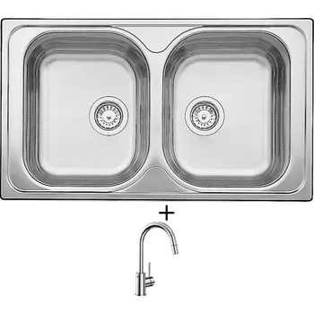 Nerezový dřez Nerezový dřez SET Blanco TIPO 8 nerez přírodní lesk 511924 + Blanco MIDA-S chrom 521454