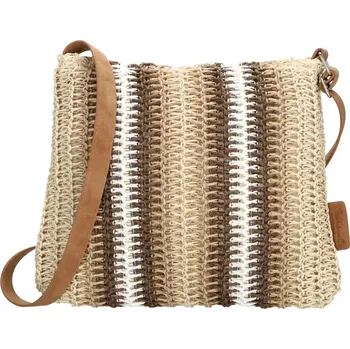 Kabelka Dámská proutěná kabelka PE-Florence Natural life 20311 – hnědé proužky, stylová crossbody kabelka z materiálu splétaného papírového lana | Cooltovka.cz