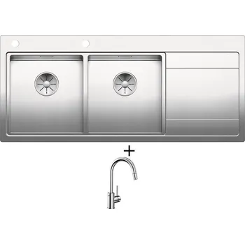 Nerezový dřez Nerezový dřez SET Blanco DIVON II 8 S-IF nerez hedvábný lesk s excentrem 521664 + Blanco MIDA-S chrom 521454