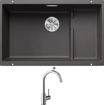 Granitový dřez Dřez pod desku SET Blanco SUBLINE 700 U Level šedá skála + koš z nerezu 523453 + Blanco MIDA chrom 517742