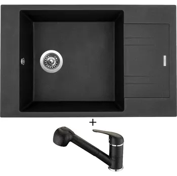 Granitový dřez Granitový dřez SET Sinks VARIO 780 granblack + Laveo DAGA BLG 769D černá
