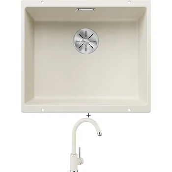 Granitový dřez Dřez pod desku SET Blanco SUBLINE 500 U bílá soft 527170 + Blanco MIDA bílá soft 526966