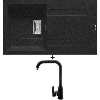 Granitový dřez Granitový dřez SET Pyramis KARTESIO (86x50) 1B 1D černá + Pyramis SILVIO černá