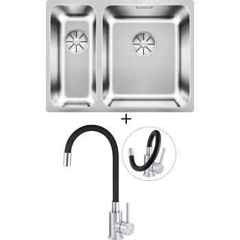 Nerezový dřez Dřez pod desku SET Blanco SOLIS 340/180-U nerez kartáčovaný 526128 + Deante NEO LUNO BOC B720 nerez