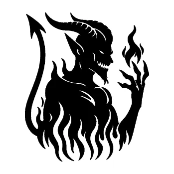 Samolepící dekorace SAMOLEPKA Ďábel 004 pravá čertisko v plamenech (01 - černá) NA AUTO, NÁLEPKA, FÓLIE, POLEP, TUNING, VLASTNÍ TEXT, TISK, AUTOSAMOLEPKY.cz, POLEPY, OBRÁZEK, LOGO, SAMOLEPKY