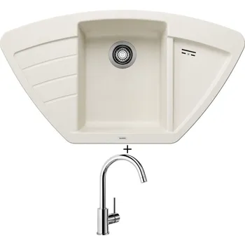 Granitový dřez Granitový dřez SET Blanco ZIA 9 E bílá soft 527212 + Blanco MIDA chrom 517742