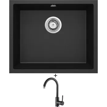 Granitový dřez Granitový dřez SET Deante CORDA ZQA G10C černá metalická + Aquastone AQ 5561 černá metalická