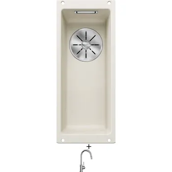 Kuchyňský dřez Dřez pod desku SET Blanco SUBLINE 160-U bílá soft 526802 + Blanco MIDA-S chrom 521454