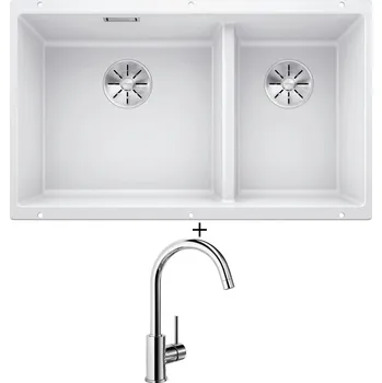 Granitový dřez Dřez pod desku SET Blanco SUBLINE 430/270-U bílá 523155 + Blanco MIDA chrom 517742