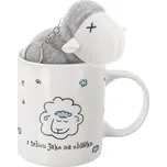 Porcelánový hrnek s plyšovým přívěskem OVEČKA, 390 ml