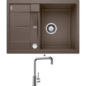 Granitový dřez Granitový dřez SET Blanco METRA 45 S Compact kávová + excentrické ovládání + Blanco MILI chrom 519413