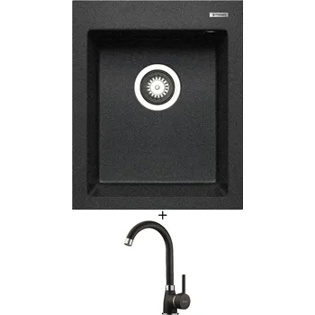 Granitový dřez Granitový dřez SET Pyramis ISTROS (41x50) 1B černá + Pyramis BELLO černá