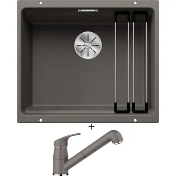 Granitový dřez Dřez pod desku SET Blanco ETAGON 500-U šedá vulkán 527258 + Blanco DARAS-S šedá vulkán 526936