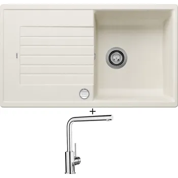 Granitový dřez Granitový dřez SET Blanco ZIA 5 S bílá soft s excentrem + Blanco MILA chrom 519414