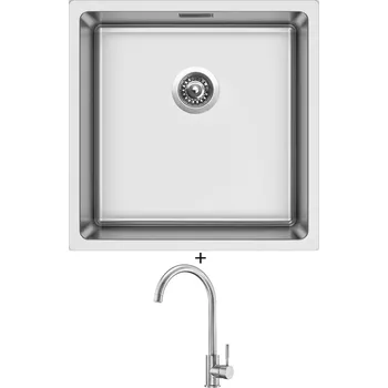 Nerezový dřez Nerezový dřez SET Sinks BLOCK 440 V 1mm kartáčovaný + Deante LIMA BBM F62M nerez