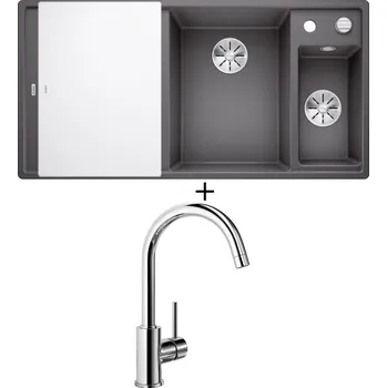 Granitový dřez Granitový dřez SET Blanco AXIA III 6 S šedá skála s excentrem + skleněná krájecí deska 523473 + Blanco MIDA chrom 517742