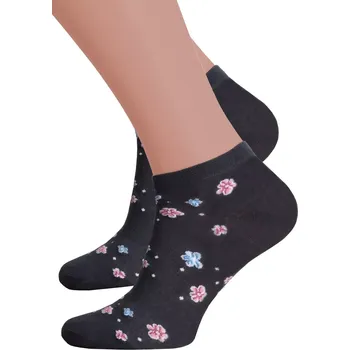 Dámská móda Dámské kotníkové ponožky 114/110 STEVEN Barva/Velikost: grafit (šedá) / 35/37