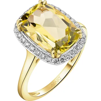 Prsten Zlatý prsten s diamanty a křemenem Lemon - ryzost 585 - 194.201