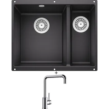 Granitový dřez Dřez pod desku SET Blanco ROTAN 340/160 U antracit 523077 + Blanco MILI chrom 519413