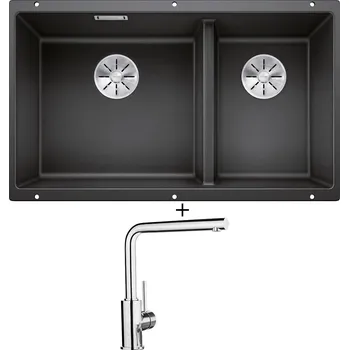 Granitový dřez Dřez pod desku SET Blanco SUBLINE 430/270-U antracit 523151 + Blanco MILA chrom 519414