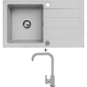 Granitový dřez Granitový dřez SET Pyramis ATHENA (76x44) 1B 1D šedá + Pyramis SILVIO šedá