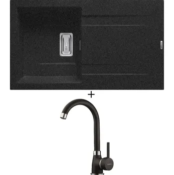 Granitový dřez Granitový dřez SET Pyramis KARTESIO (86x50) 1B 1D černá + Pyramis BELLO černá