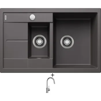Granitový dřez Granitový dřez SET Blanco METRA 6 S Compact šedá skála s excentrem 518876 + Blanco MIDA-S chrom 521454