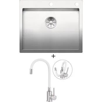 Nerezový dřez Nerezový dřez SET Blanco CLARON 550-IF/A nerez hedvábný lesk s excentrem PushControl 521639 + Deante NEO LUNO BOC W720 nerez