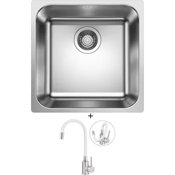 Nerezový dřez Nerezový dřez SET Blanco SUPRA 400-IF R12 nerez kartáčovaný 526350 + Deante NEO LUNO BOC W720 nerez