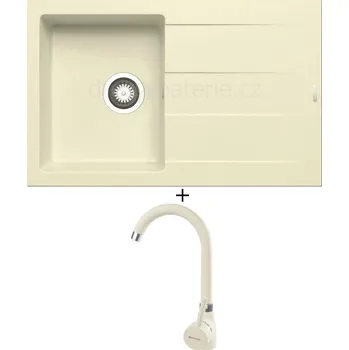Granitový dřez Granitový dřez SET Pyramis ATHLOS (79x50) 1B 1D vanilka + Pyramis BELLO vanilka