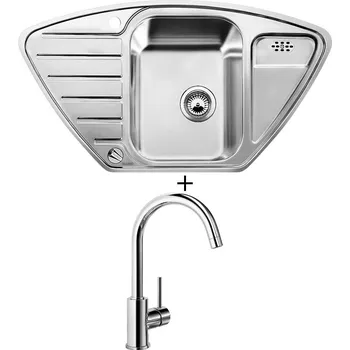 Nerezový dřez Nerezový dřez SET Blanco LANTOS 9 E-IF nerez kartáčovaný s excentrem 516277 + Blanco MIDA chrom 517742