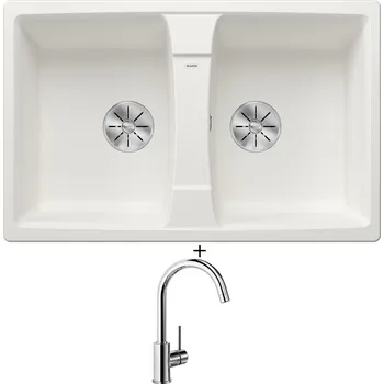 Granitový dřez Granitový dřez SET Blanco LEXA 8 bílá 524964 + Blanco MIDA chrom 517742