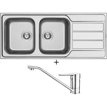 Nerezový dřez Nerezový dřez SET Pyramis ATHENA EXTRA (116x50) 2B 1D nerez + Deante CORIO BFC 060M chrom