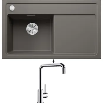 Granitový dřez Granitový dřez SET Blanco ZENAR 45 S šedá vulkán 527359 + Blanco MILI chrom 519413
