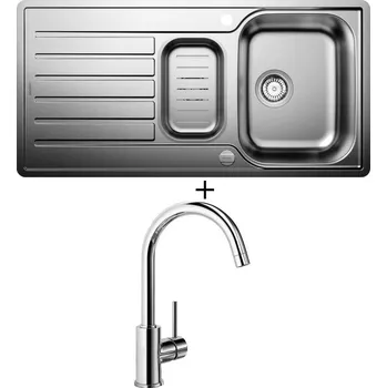 Nerezový dřez SET Blanco LANTOS II 6 S-IF nerez kartáčovaný s excentrem + miska 526628 + Blanco MIDA chrom 517742