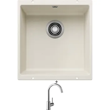 Kuchyňský dřez Dřez pod desku SET Blanco ROTAN 400 U bílá soft 527145 + Blanco MIDA chrom 517742